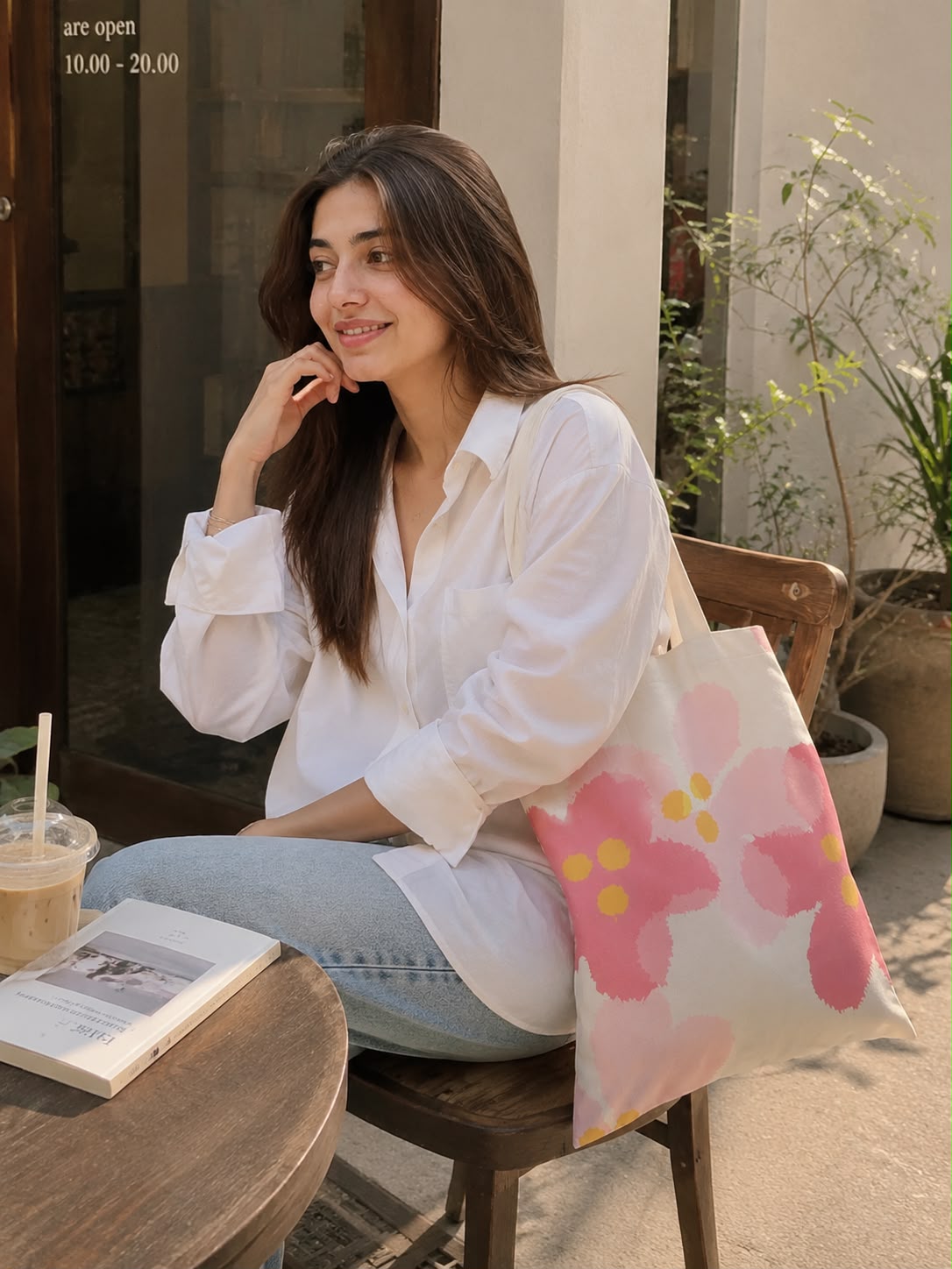 Floral Graphic Canvas Shopper Bag