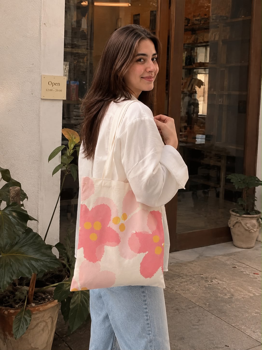 Floral Graphic Canvas Shopper Bag — alternate