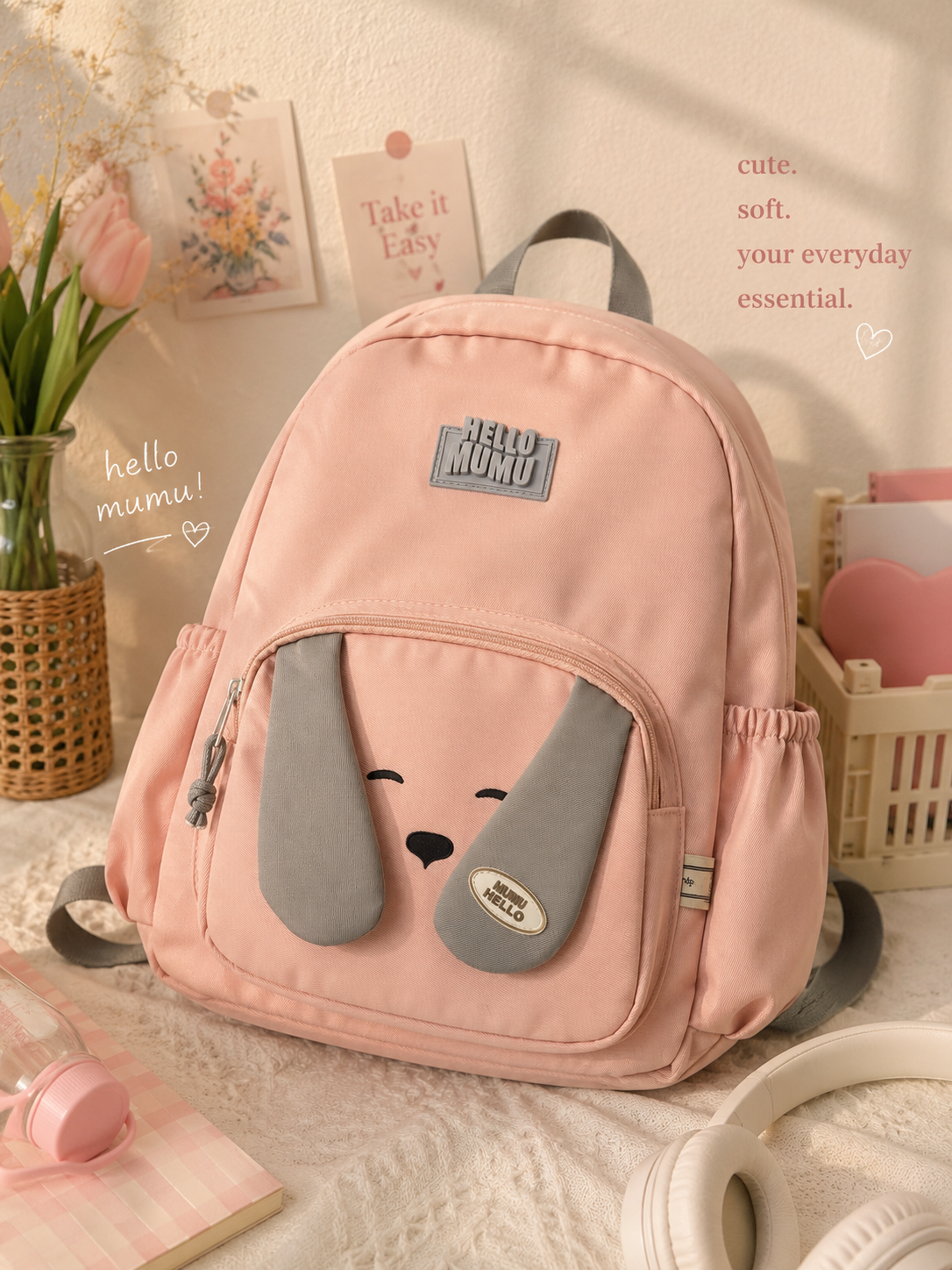 Cute Bunny Ears Kids Backpack | Soft School Bag